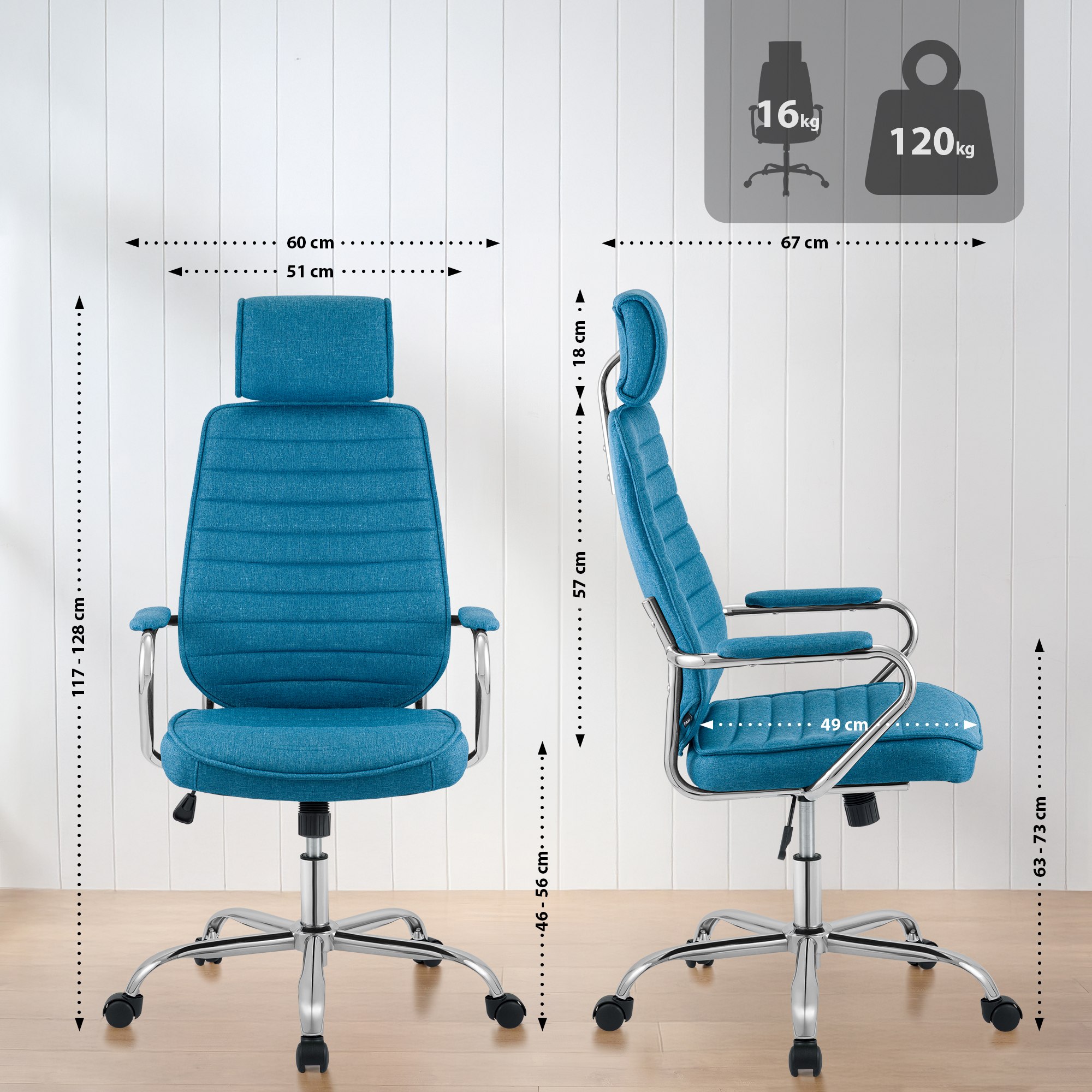 Bürostuhl Rako Stoff, blau