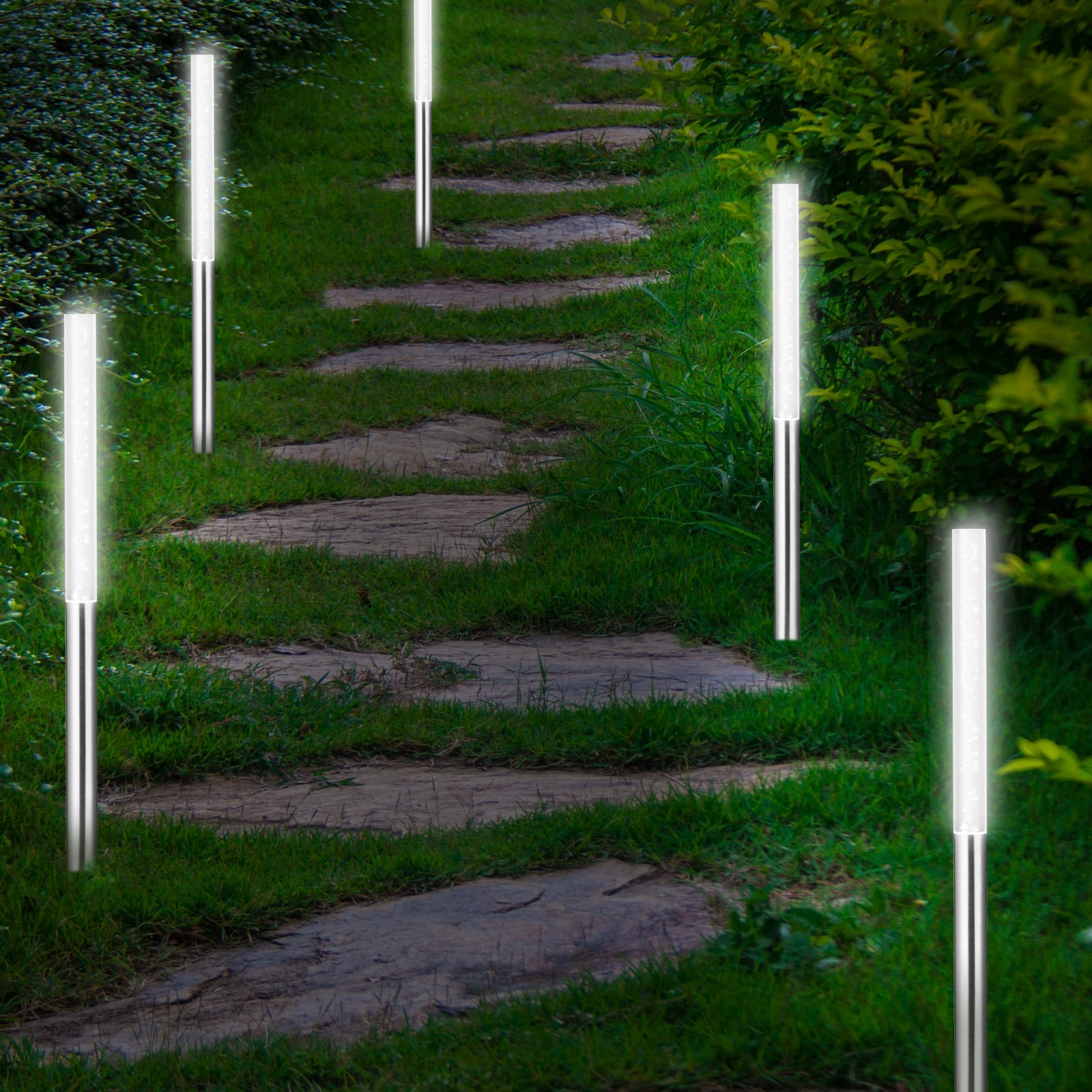 LED Solar Steckleuchte 5er-Set Weiß