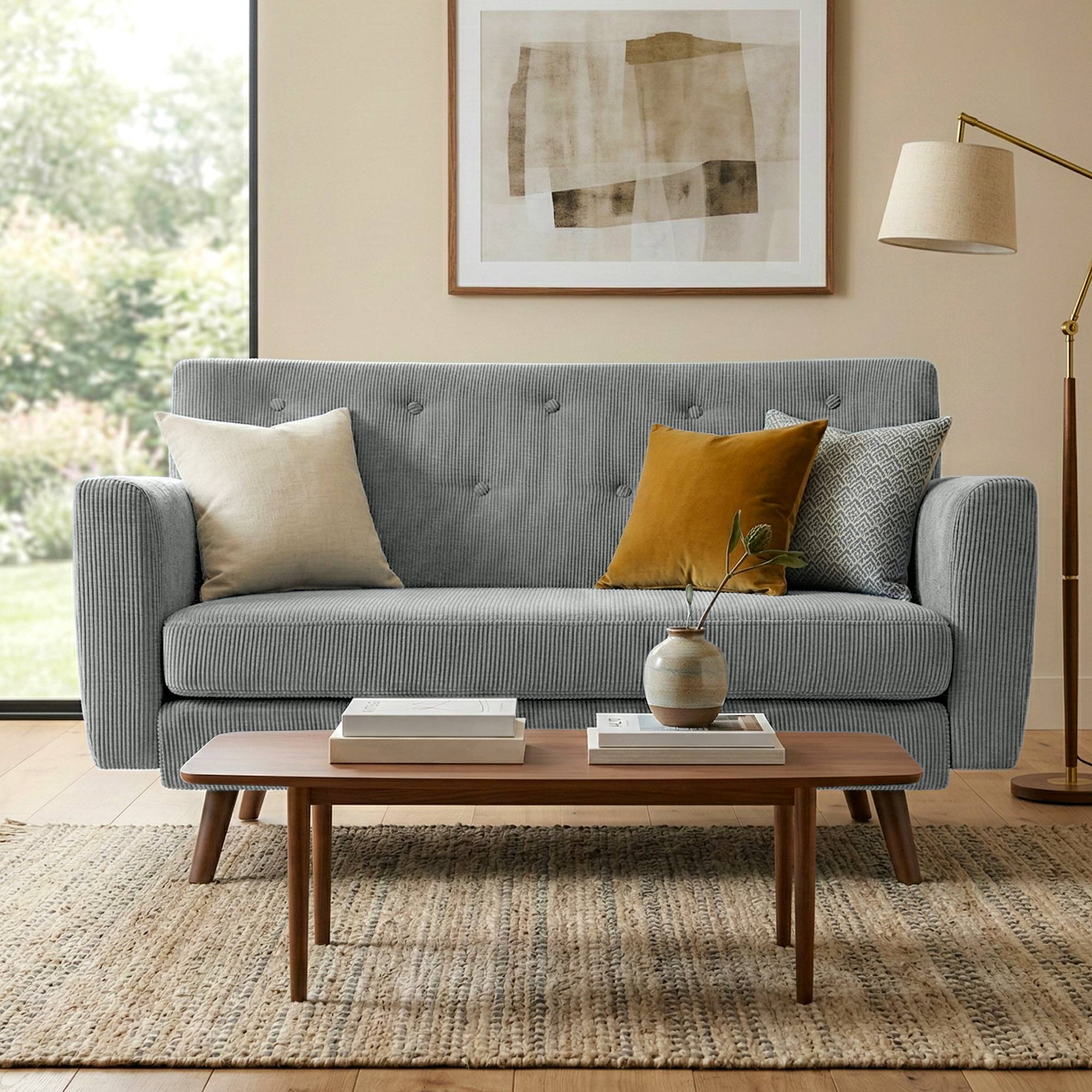 Sofa Kioni Cord, grau