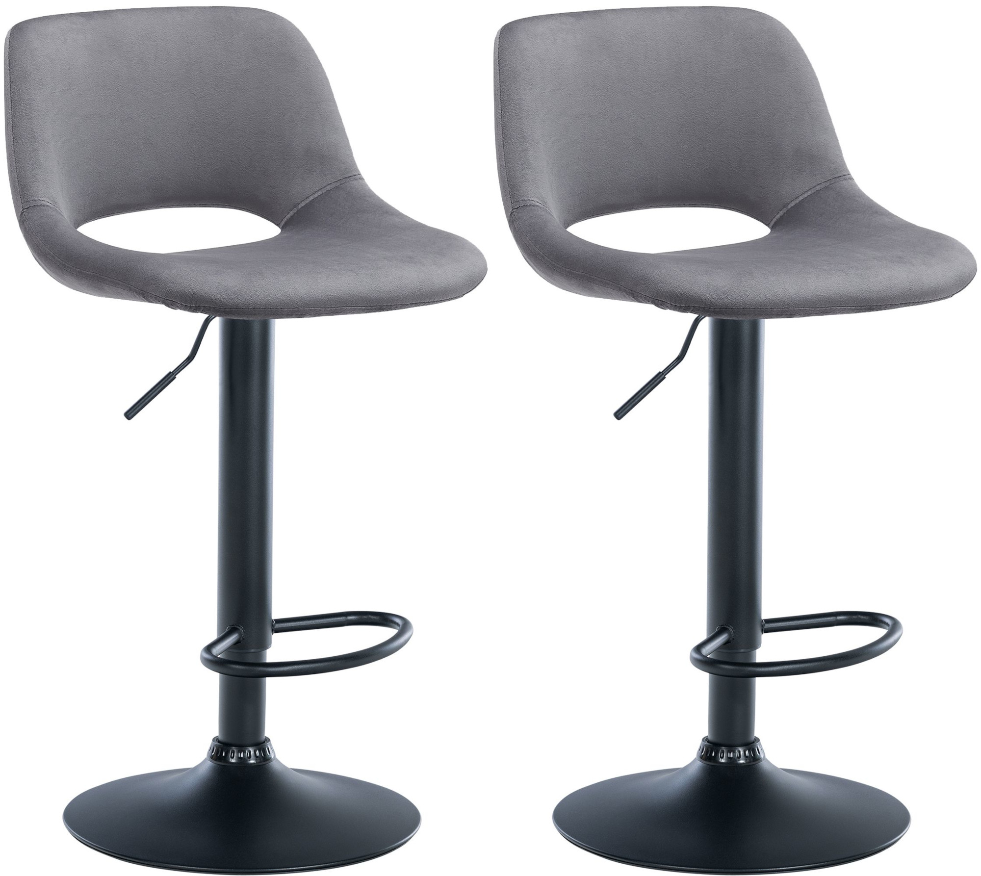 2er Set Barhocker Camden Samt schwarz, dunkelgrau