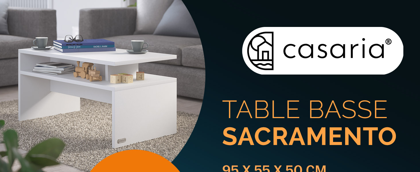 Couchtisch Sacramento Weiß 95x55x50cm
