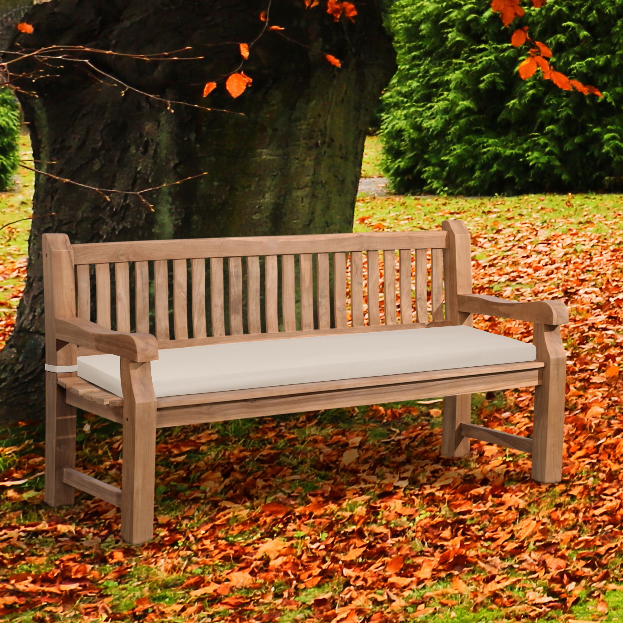 Teakbank Daxon mit Sitzkissen 180 cm, creme