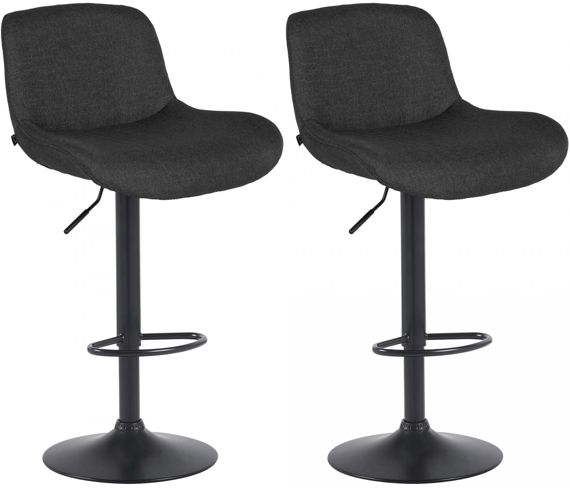 2er Set Barhocker Solon Schwarz Stoff, schwarz