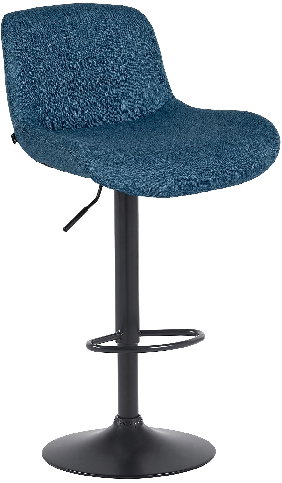 Barhocker Solon Schwarz Stoff, blau