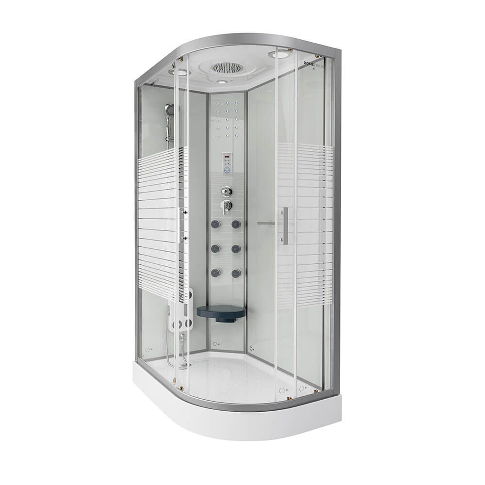 Duschkabine mit Wasserfall und Rückenmassage WHITE PEARL - 120 x 80 cm Rechts