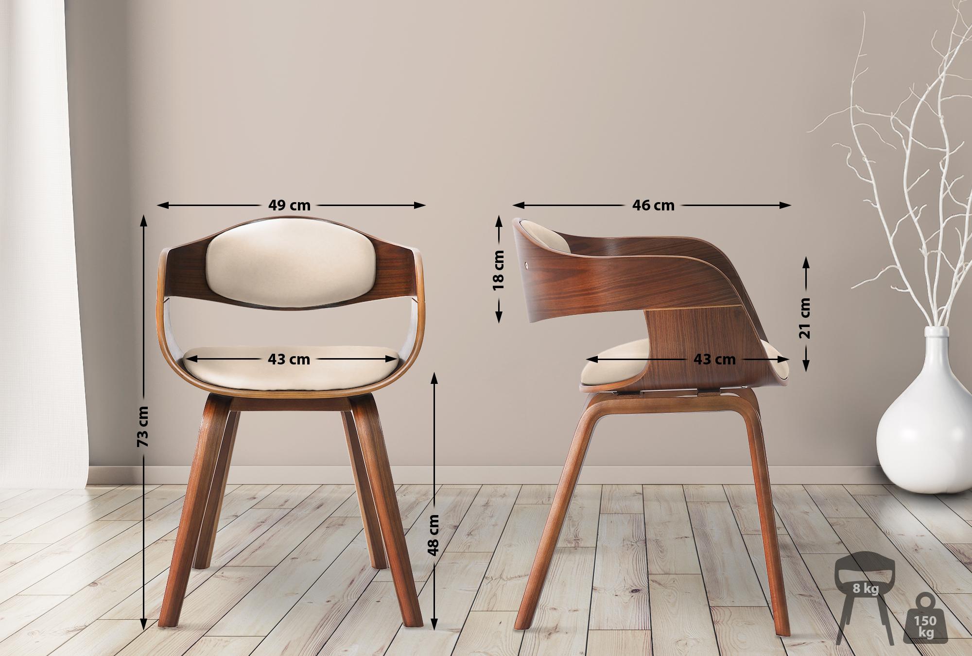 2er Set Stühle Kingston Kunstleder, walnuss/creme