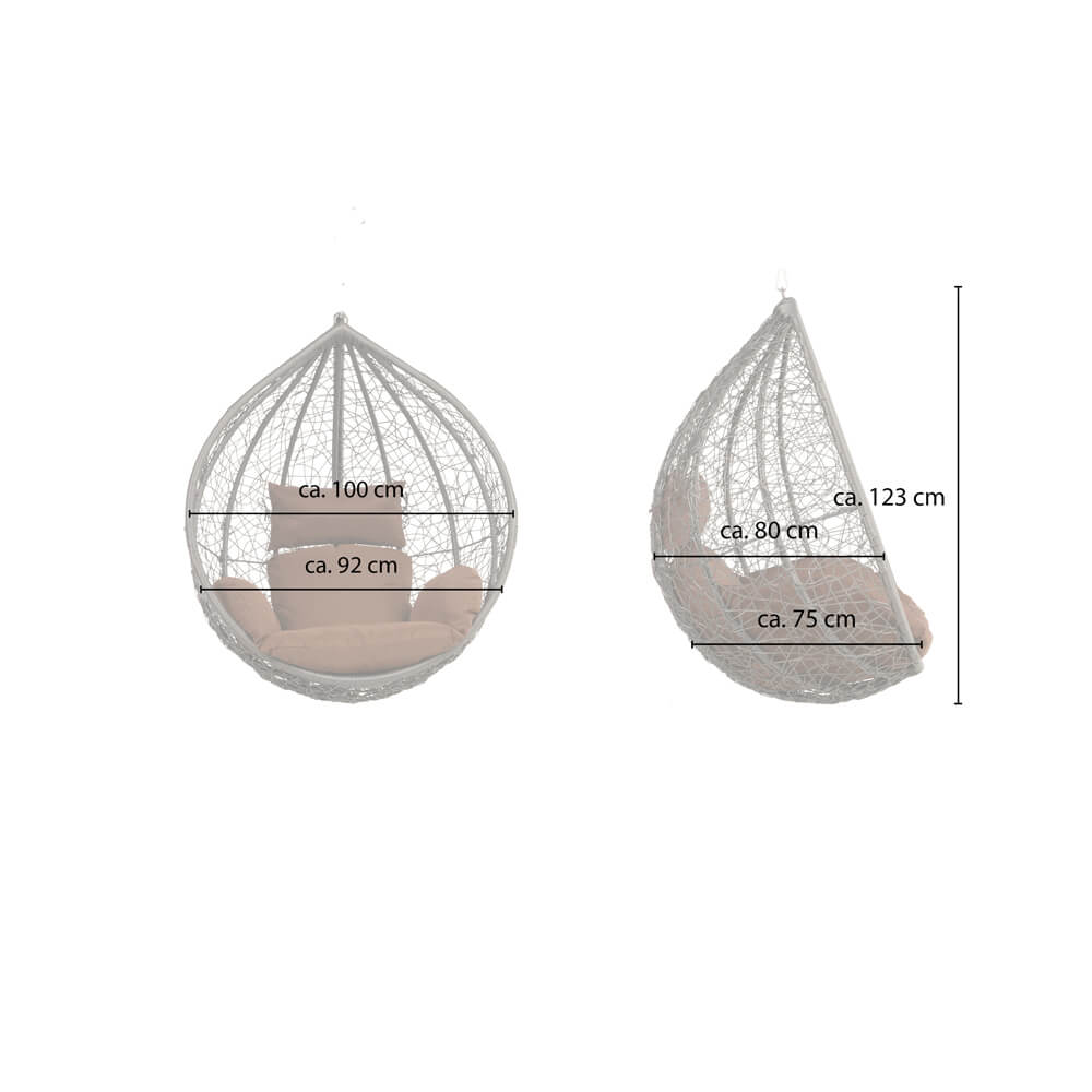 Polyrattan Hängesessel CIELO - Grau/Braun nur Korb