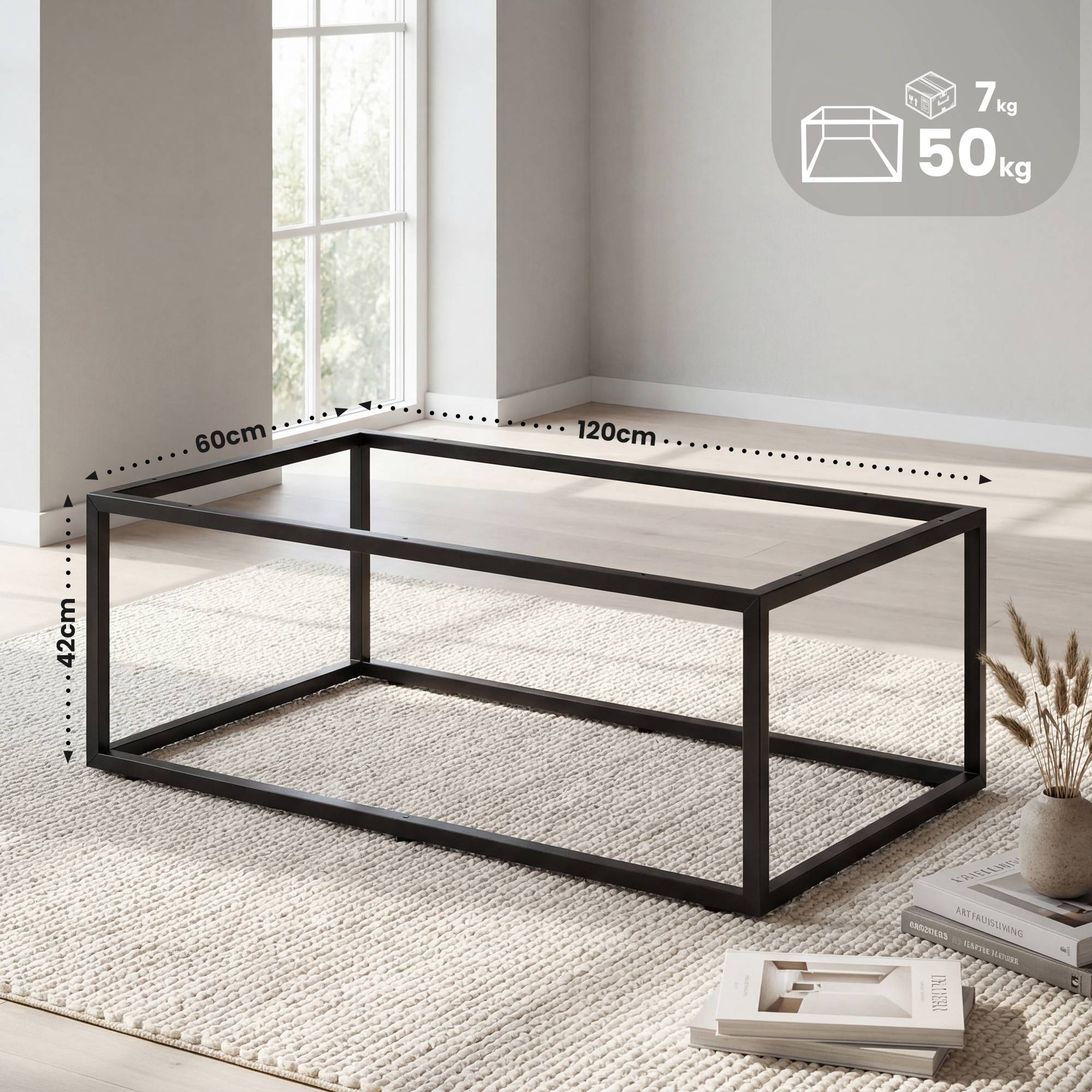 Tischgestell Metall 120x60x42 cm, schwarz