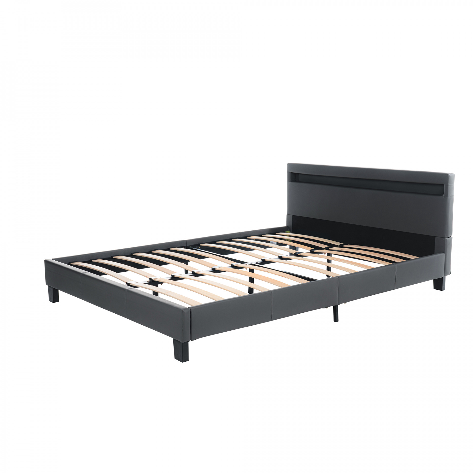 LED Bett ASTRO - 140 x 200 cm Dunkelgrau