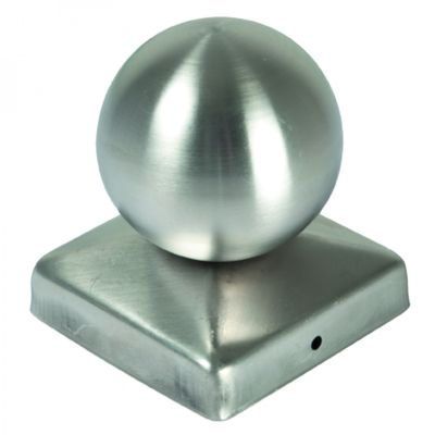 Pfostenabdeckung aus Metall 9 x 9 cm, Kugel Edelstahl