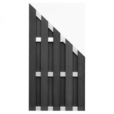 ELDENA-Serie ANTHRAZIT, 90 x 180/90 cm, WPC-Bretterzaun, 4 Querriegel ALU hell eloxiert