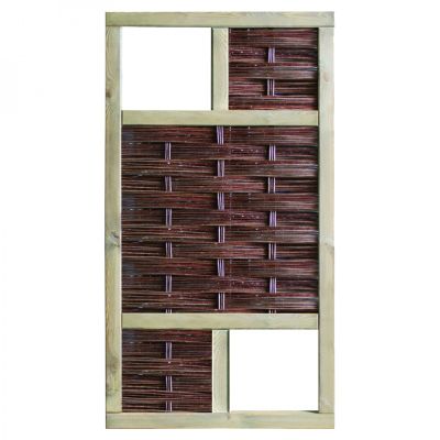 LABO-3D Weidengeflechtzaun, 94 x 180 cm, 2 Fenster oben+unten, Rahmen 70 x 35 mm