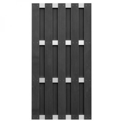 ELDENA-Serie ANTHRAZIT, 90 x 180 cm, WPC-Bretterzaun, 4 Querriegel ALU hell eloxiert